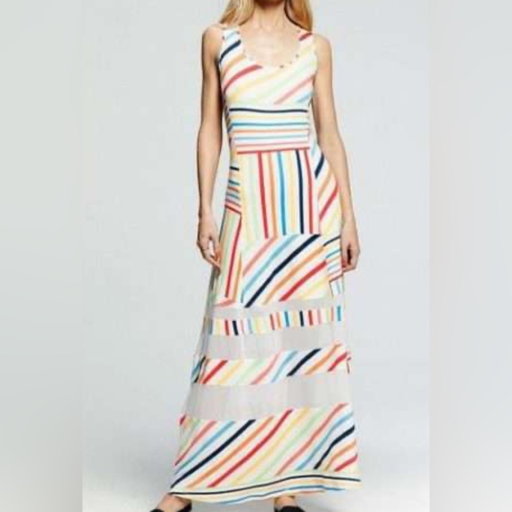 Peter Som for Design Nation Multi-colored Stiped Sleeveless Maxi Dress